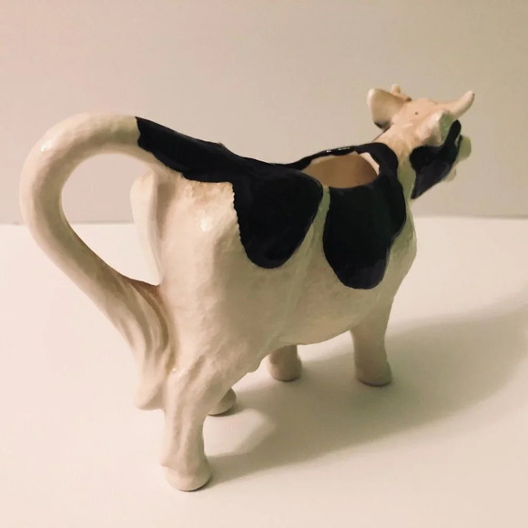 Vintage Ceramic Cow Creamer Figurine 7  Inch Long Holstein - Picture 5 of 13